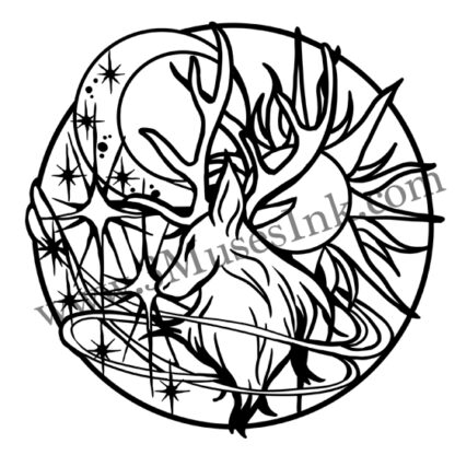 Cosmic Celestial Stag coloring page from Seasons of the Stag Color.