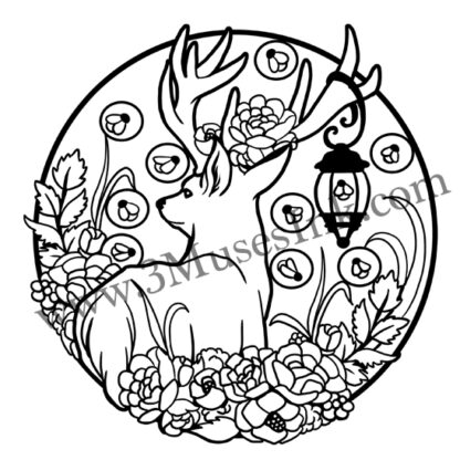 Solstice Nights Holiday Stag coloring book page from Season of the Stag Color.