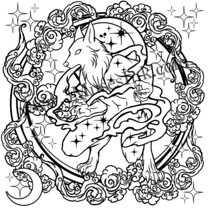Werewolf Mist & Moon coloring page from Haunted &Spooky Color.