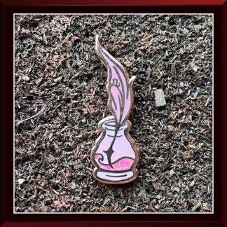 Little Inkwell - Pink Morning enamel pin by Three Muses Ink