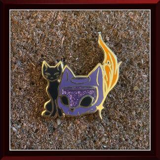 Cat Skull Inkwell - Purple enamel pin by Three Muses Ink