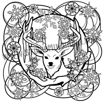 Winter Seasonal Stag coloring page from Winter Wonder Color.