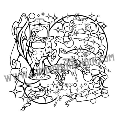 Yuletide Reindeer Inkwell coloring book page from the Winter Wonder Color Adult Coloring Book.