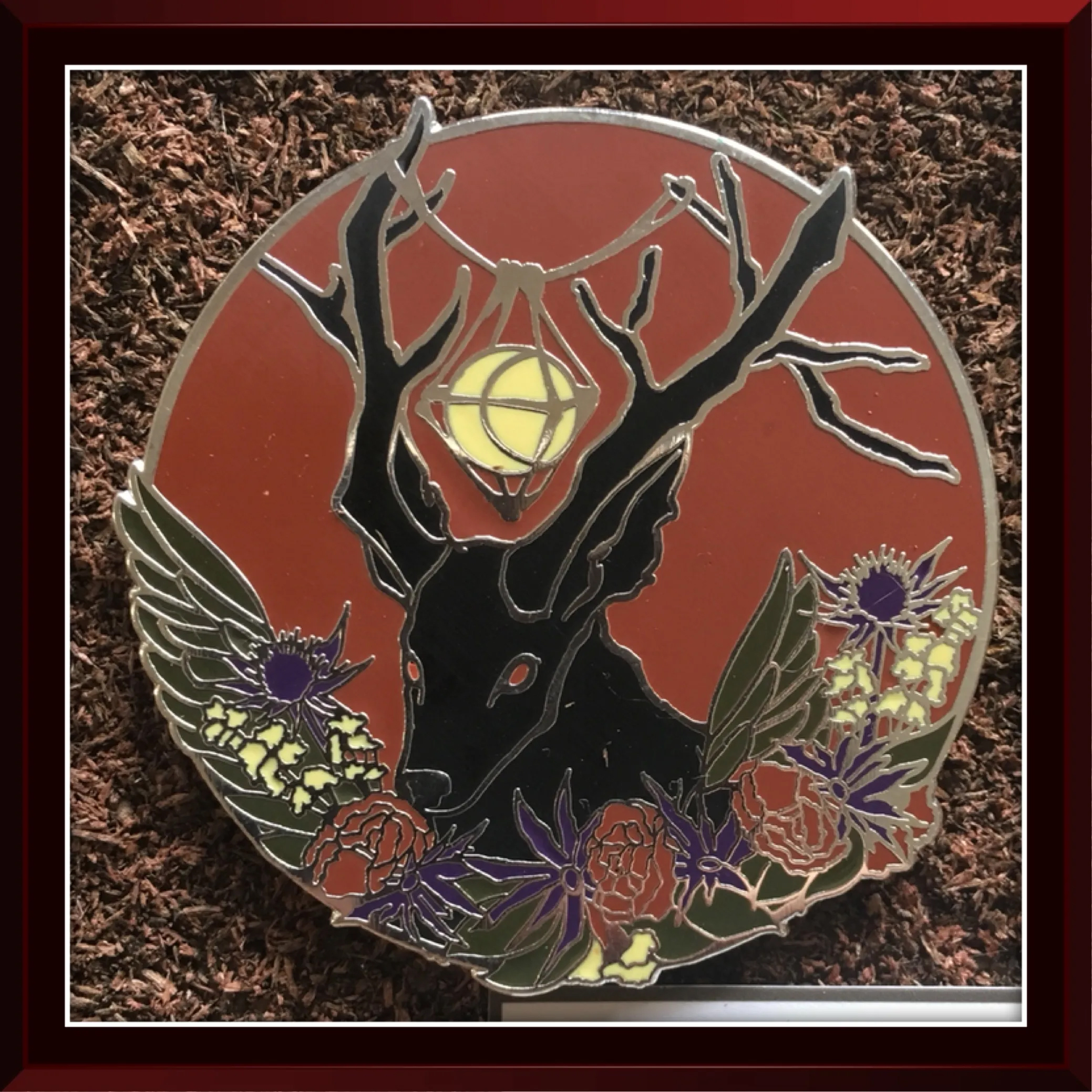 All Hallows Stag hard enamel pin by Three Muses Ink.