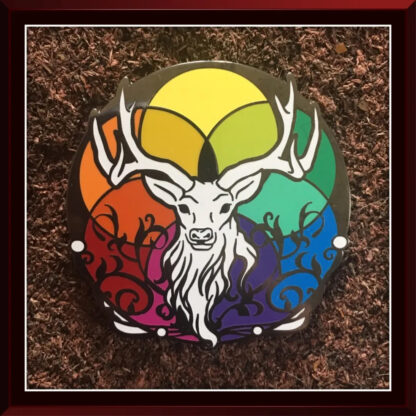 Color Stag hard enamel pin by Three Muses Ink.