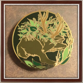 Earth Stag hard enamel pin by Three Muses Ink.