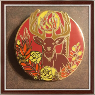 Fire Stag hard enamel pin by Three Muses Ink.
