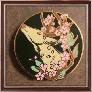 Spring Stag hard enamel pin by Three Muses Ink.
