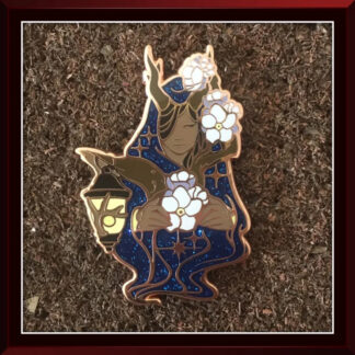 Stars in the Dark rose gold variant hard enamel pin by Three Muses Ink.
