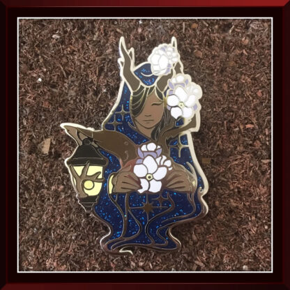 Stars in the Dark silver variant hard enamel pin by Three Muses Ink.