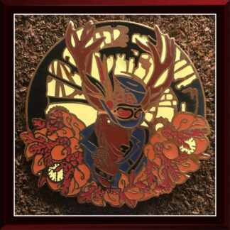 Steampunk Stag hard enamel pin by Three Muses Ink.