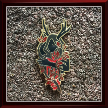 Surviving with Mental Illness -Living Red Variation enamel pin by Three Muses Ink.