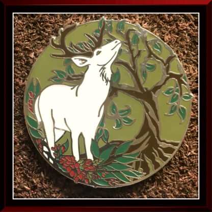 White Tree Stag hard enamel pin Three Muses Ink.