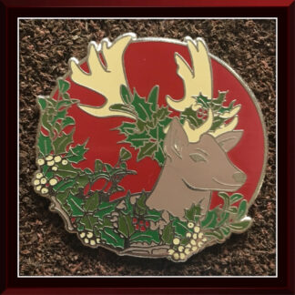 Yule Stag hard enamel pin by Three Muses Ink.