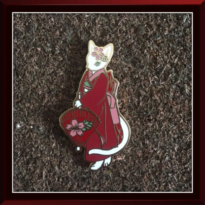 Bakeneko Kimono hard enamel pin by Three Muses Ink.