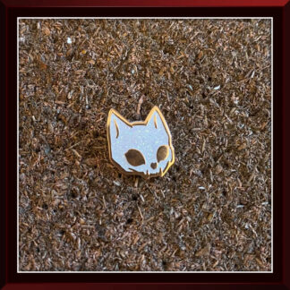 Lil Cat Skull White hard enamel pin by Three Muses Ink